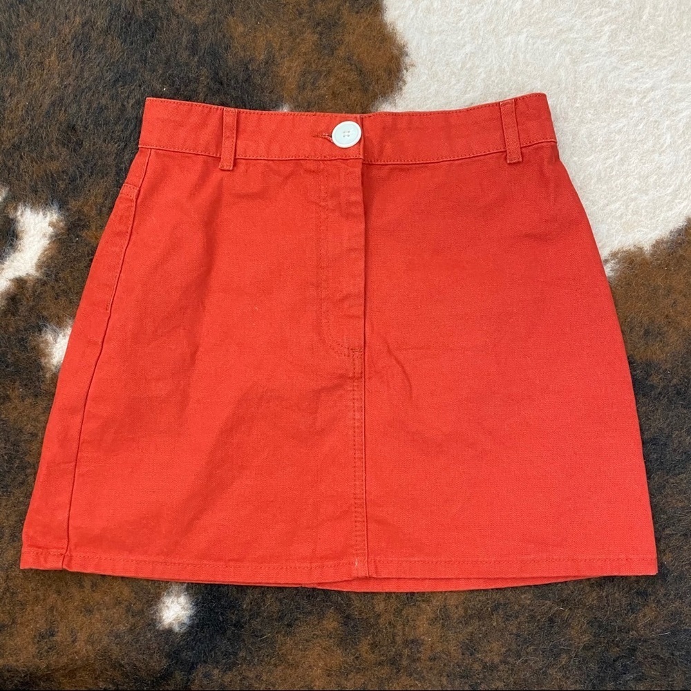 UO BDG Orange 100% Cotton Mini Skirt Big Button S